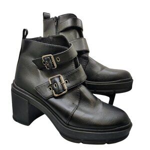 Rocket Dog Kamari Black Double Buckle Ankle Boots Size 9